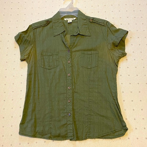 Army green lightweight Girl Krazy Blouse - Picture 1 of 5